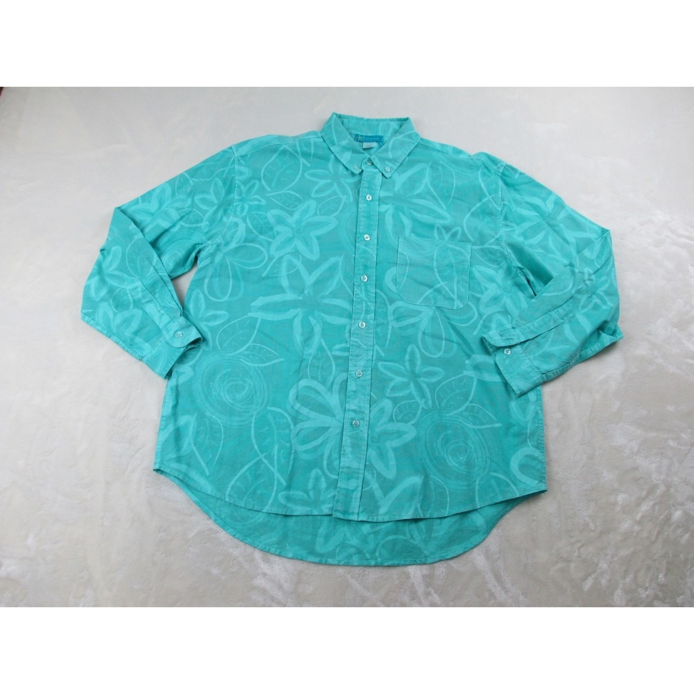 Fresh Produce Shirt Womens Large Green Floral Button Up Long Sleeve‎ Ladies - Picture 2 of 8